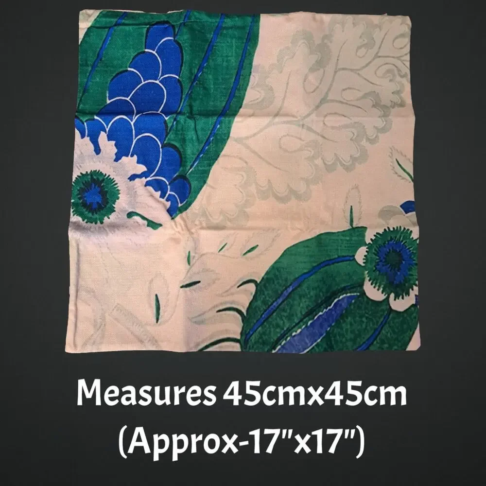 Zippered Blue Green Floral Throw Pillow Case Cover 45cm x45cm